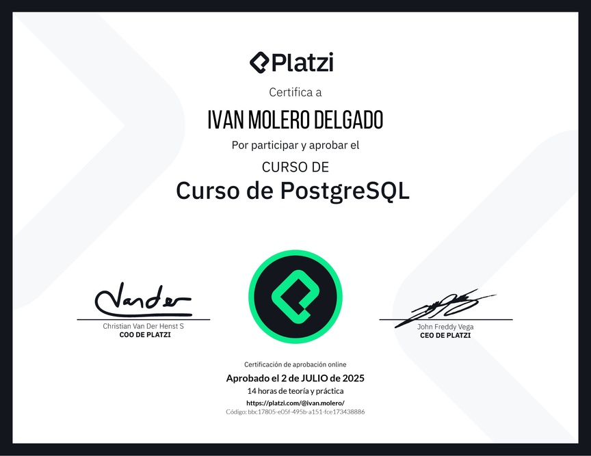 Diploma del Curso de PostgreSQL