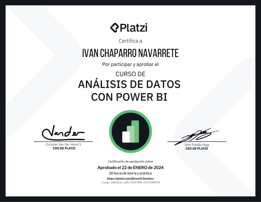 Diploma del Curso de Análisis de Datos con Power BI