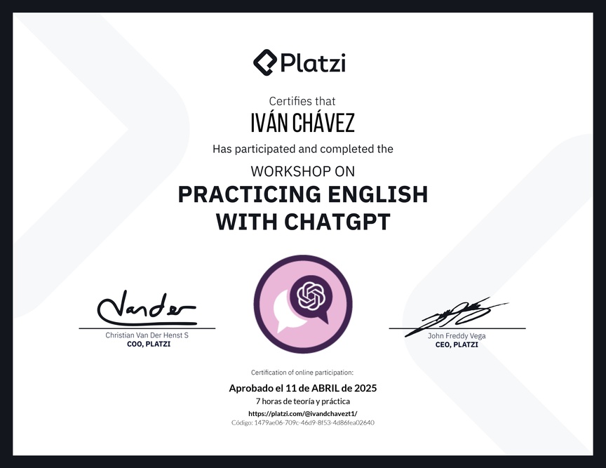 Diploma del Curso de Inglés Práctico con ChatGPT