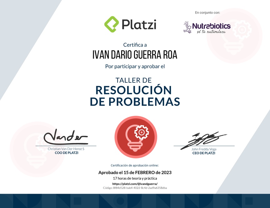 Diploma de Audiotaller de Resolución de Problemas