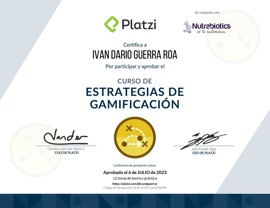 Diploma del Curso de Estrategias de Gamificación
