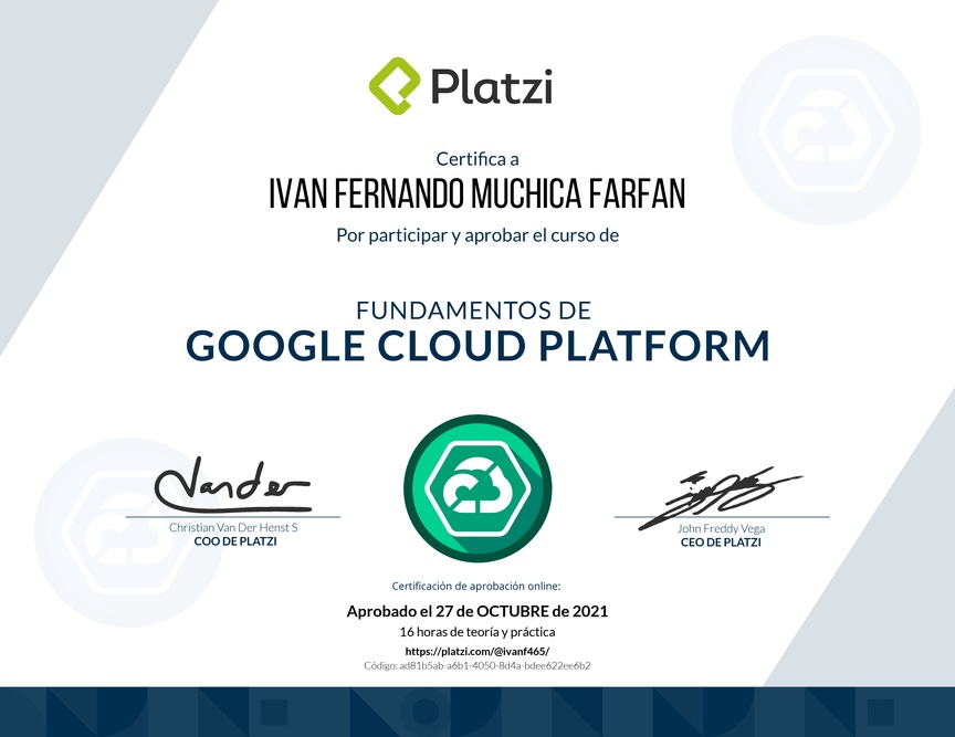 Diploma de Fundamentos de Google Cloud Platform 2018