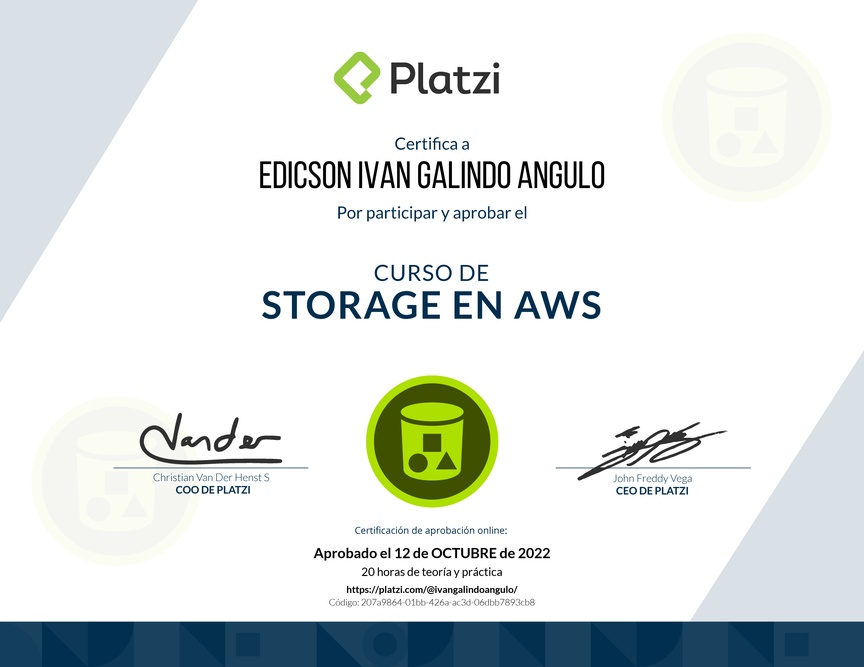 Diploma del Curso Práctico de Storage en AWS