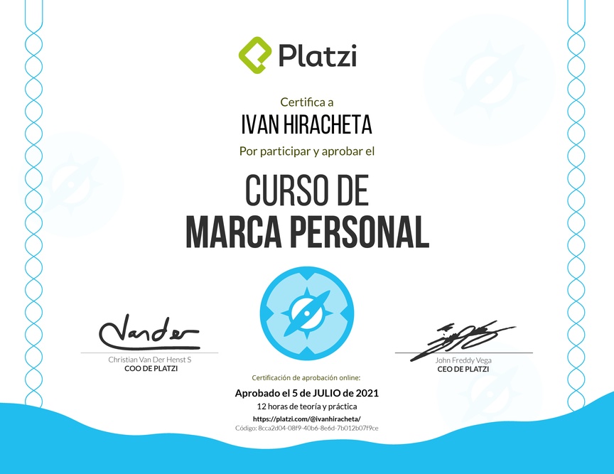 Diploma del Curso Gratis de Marca Personal 2018