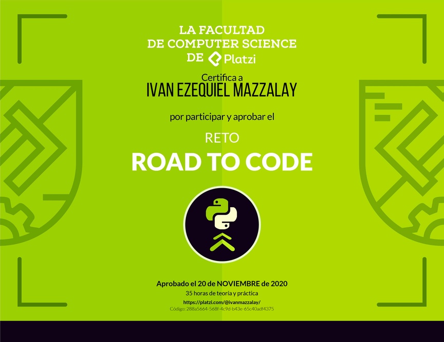 Diploma de Reto Road to Code