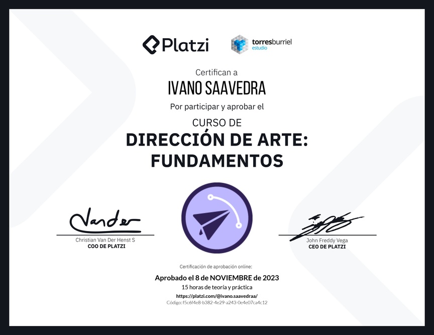 Diploma del Curso de Dirección de Arte: Fundamentos