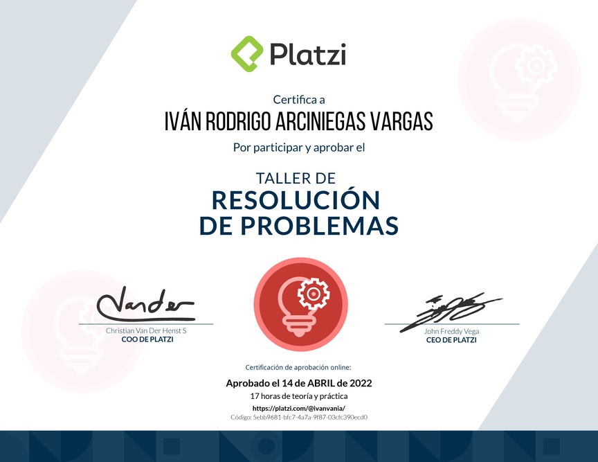 Diploma de Audiotaller de Resolución de Problemas