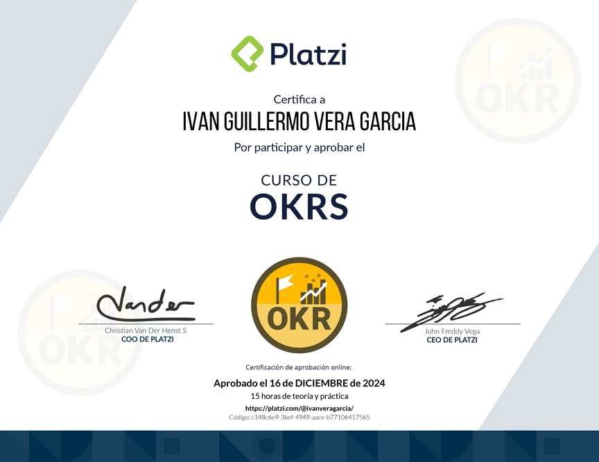 Diploma del Curso de OKRs: Herramienta Clave para Managers