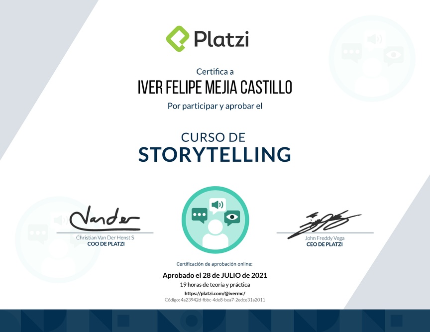 Diploma del Curso Básico de Storytelling