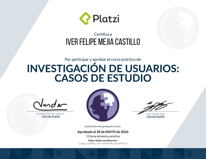 Diploma del Curso de Investigación de Usuarios: Estudios Prácticos
