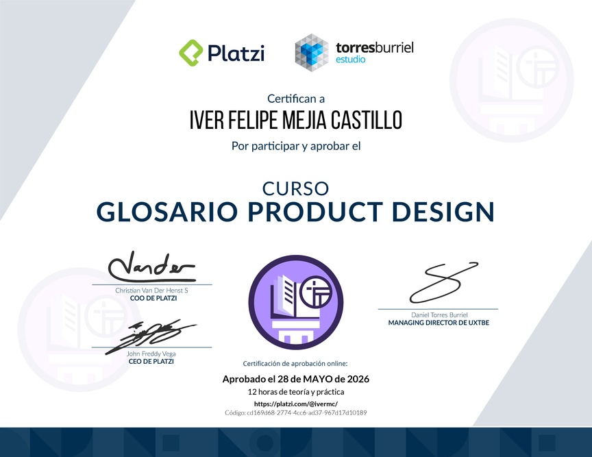 Diploma del Curso de Glosario en Product Design