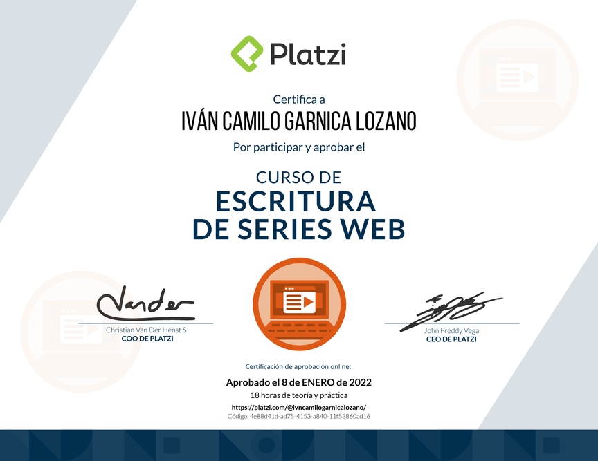 Diploma del Curso para escribir Series Web