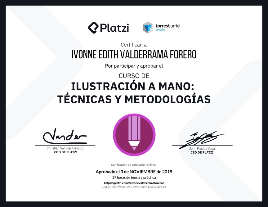 Diploma del Curso de Ilustración a Mano: Técnicas y Metodologías