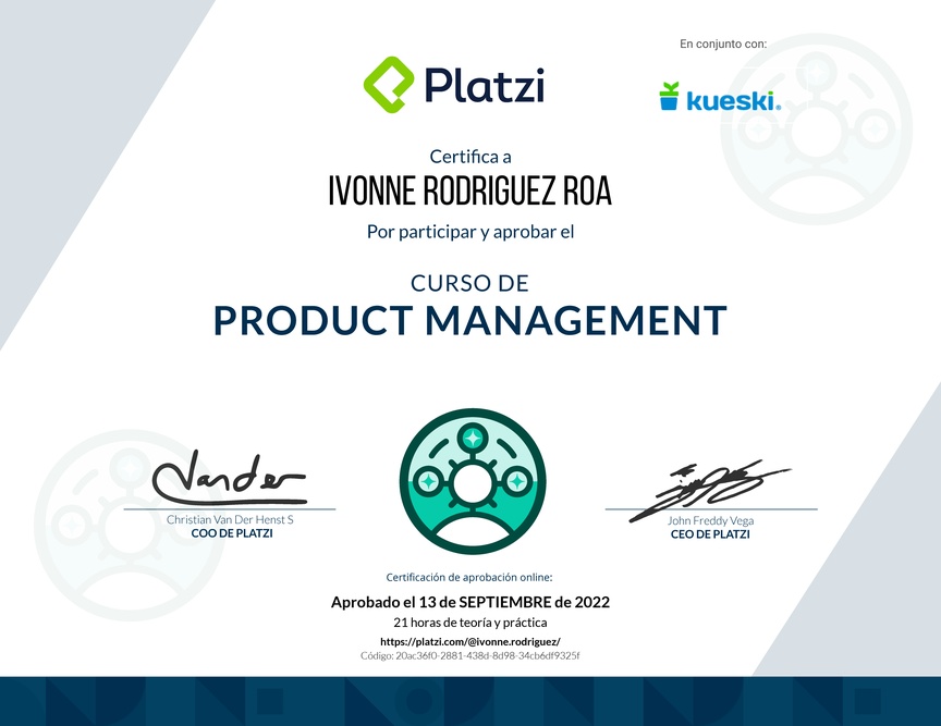 Diploma del Curso de Product Management