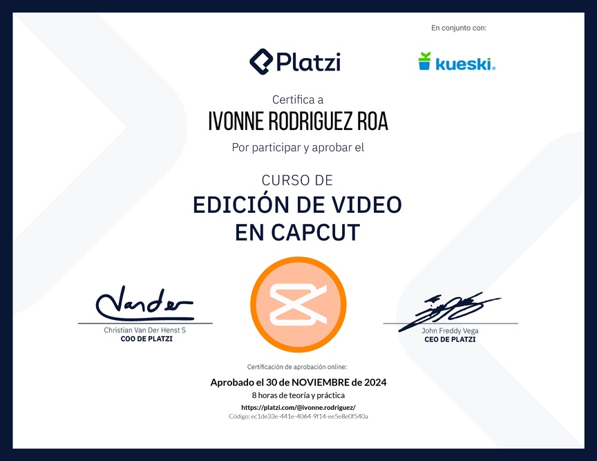 Diploma del Curso de Edición de Video con Capcut