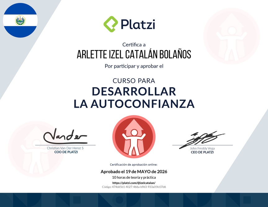 Diploma del Curso para Desarrollar la Autoconfianza