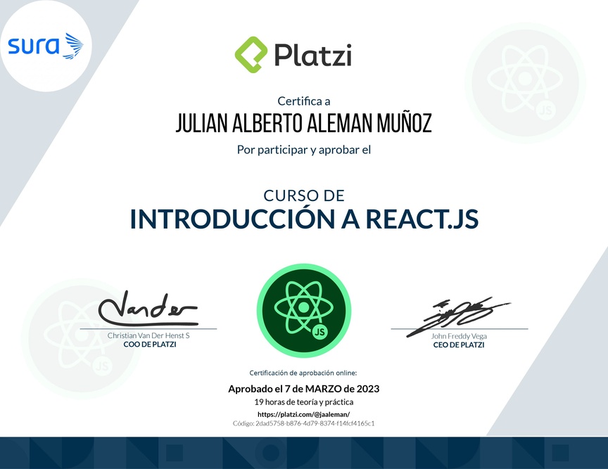 Diploma del Curso de React 17