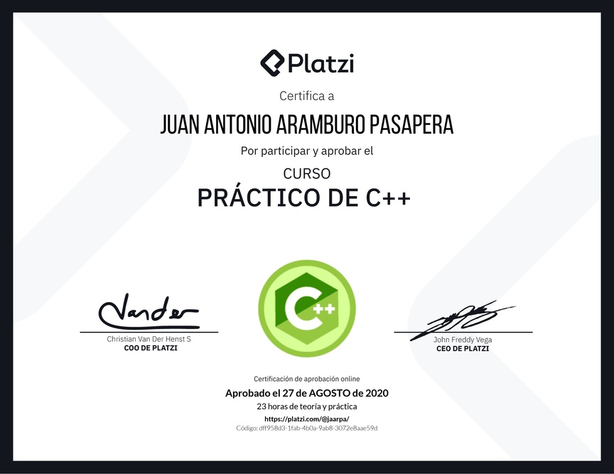 Diploma del Curso Práctico de C++