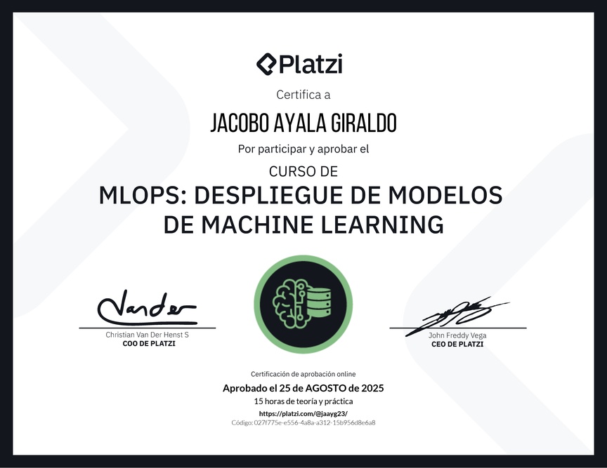 Diploma del Curso de MLOPS: Despliegue de Modelos de Machine Learning