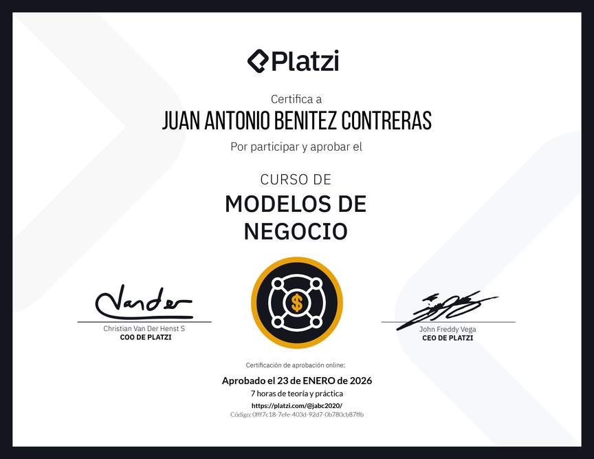 Diploma del Curso de Modelos de Negocio