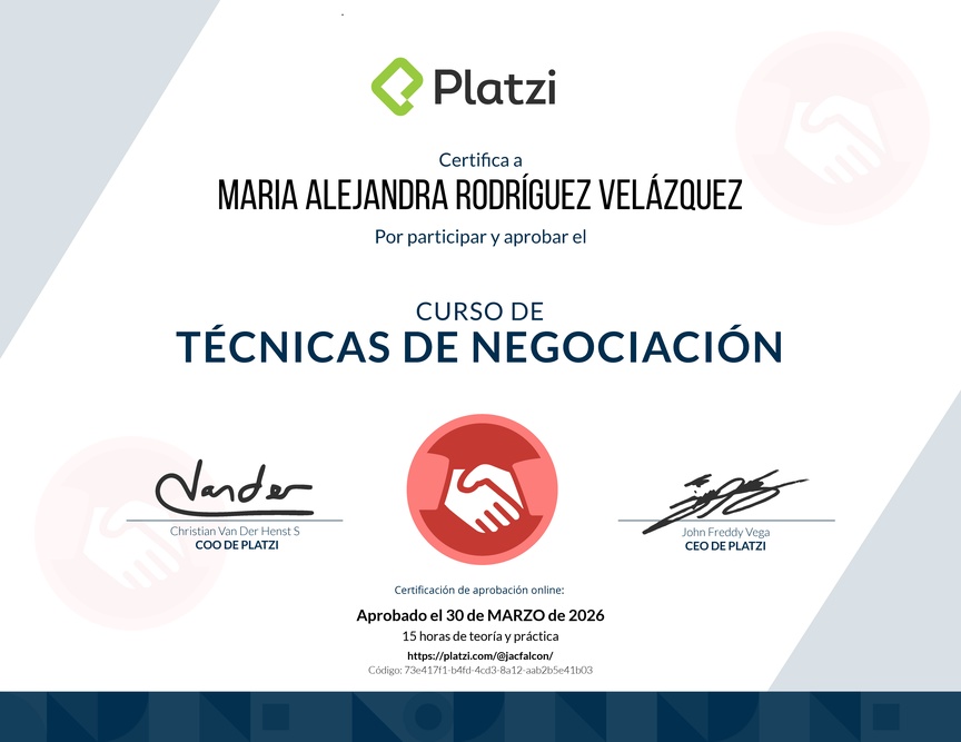 Diploma del Curso de Técnicas de Negociación