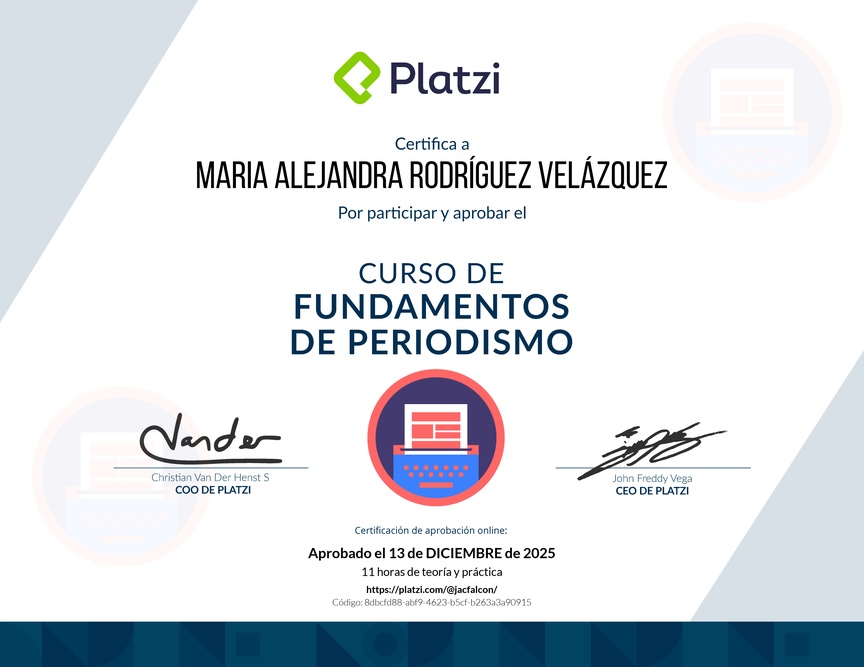 Diploma del Curso de Introducción al Periodismo