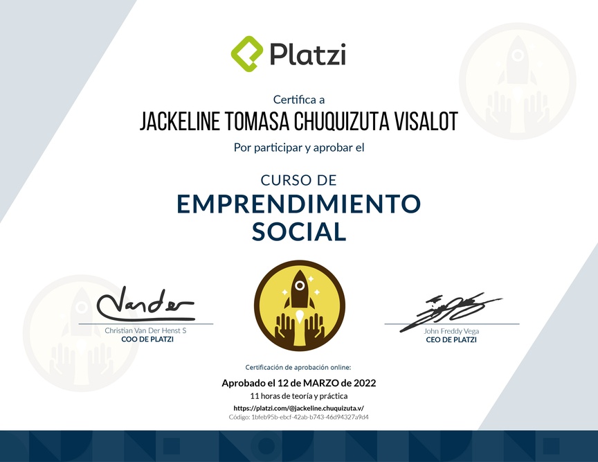 Diploma del Curso de Emprendimiento Social
