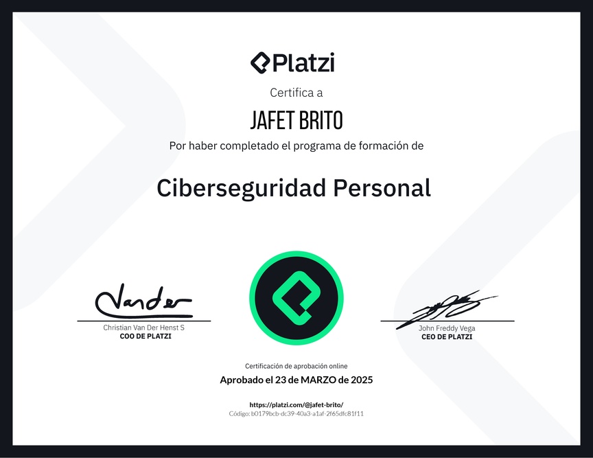 Diploma de la Ruta de Aprendizaje de Ciberseguridad Personal