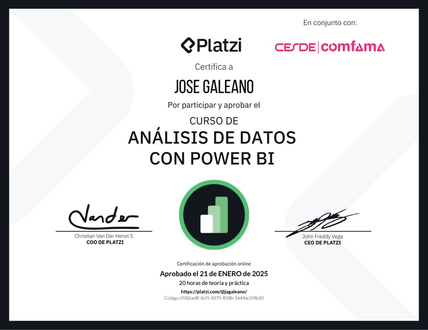 Diploma del Curso de Análisis de Datos con Power BI