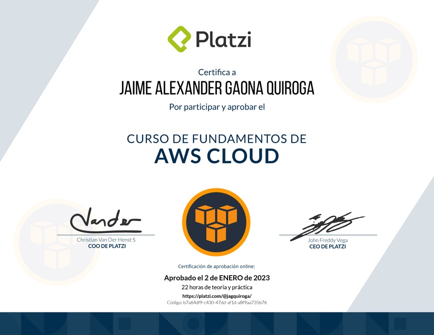 Diploma del Curso Práctico de AWS Cloud