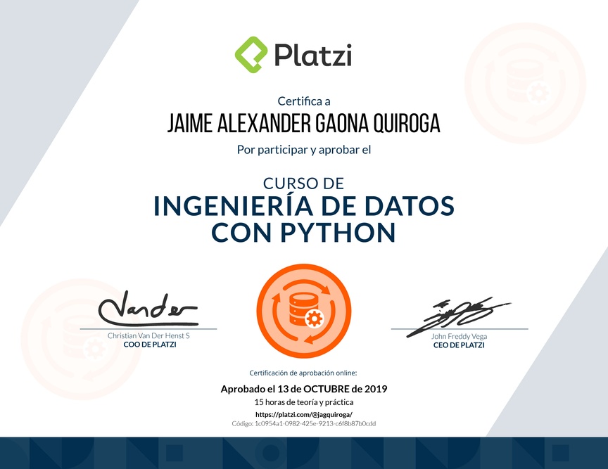 Diploma del Curso de Ingeniería de Datos con Python