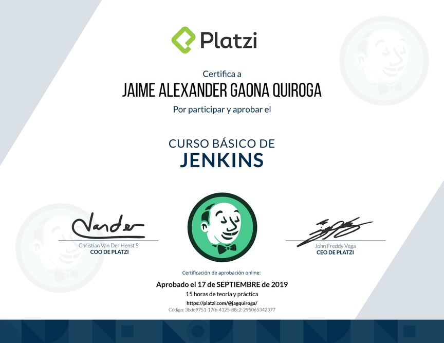 Diploma del Curso Básico de Jenkins