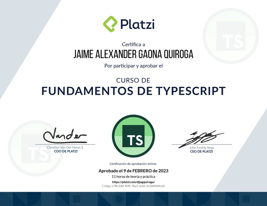 Diploma del Curso de TypeScript