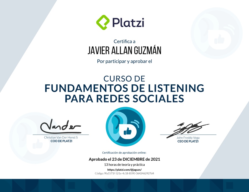 Diploma del Curso de Técnicas de Listening en Redes Sociales