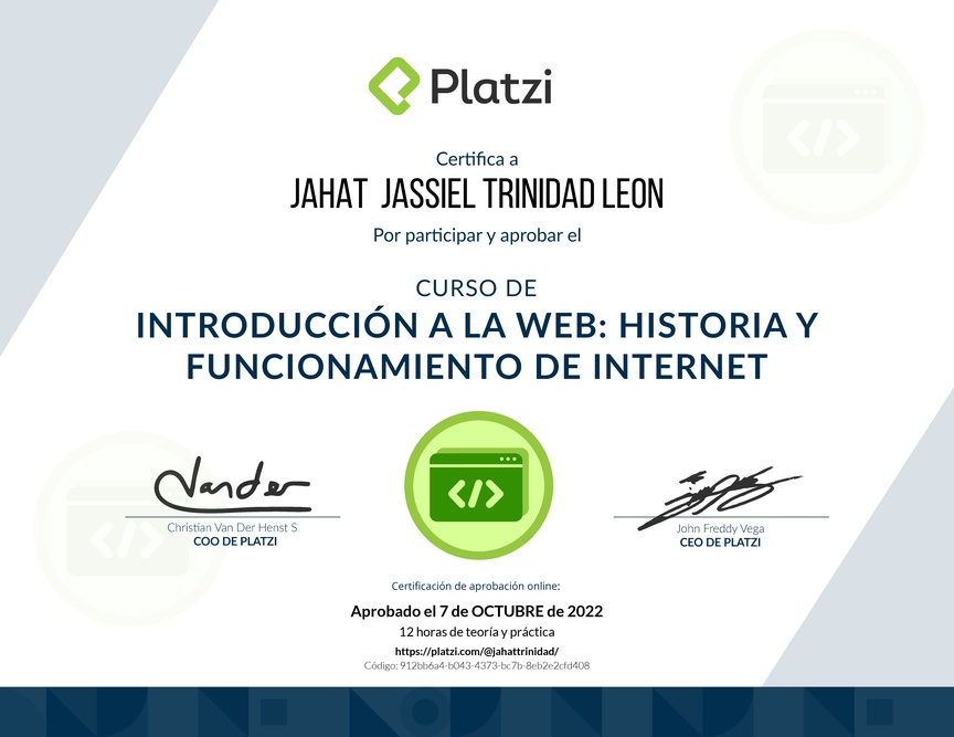 Diploma del Curso de Introducción a la Web: Historia y Funcionamiento de Internet