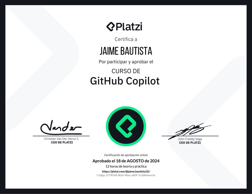 Diploma del Curso de GitHub Copilot