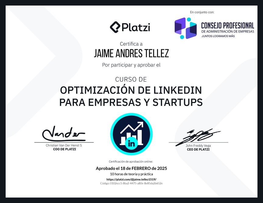 Diploma de Optimización de LinkedIn para Empresas y Startups