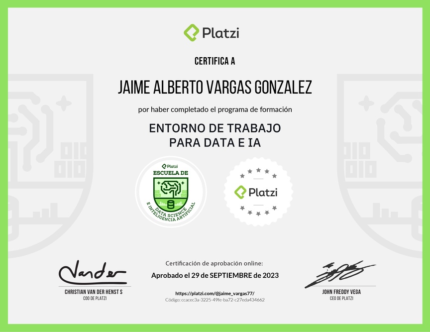 Diploma de la Ruta de Aprendizaje de Entorno de Trabajo para Data e IA