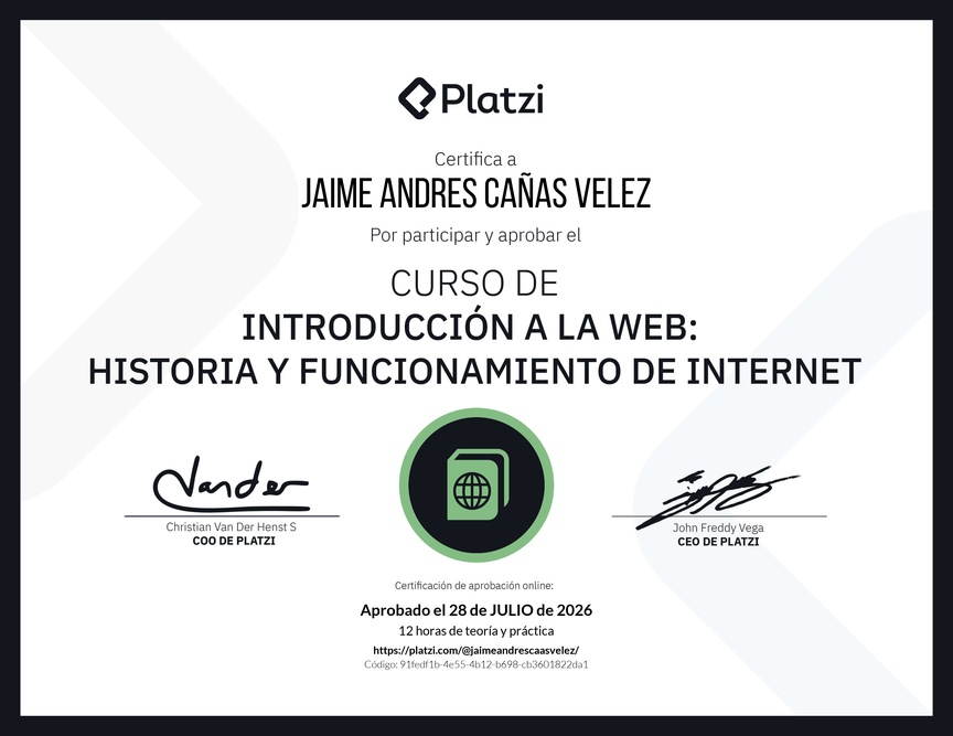 Diploma del Curso de Introducción a la Web: Historia y Funcionamiento de Internet