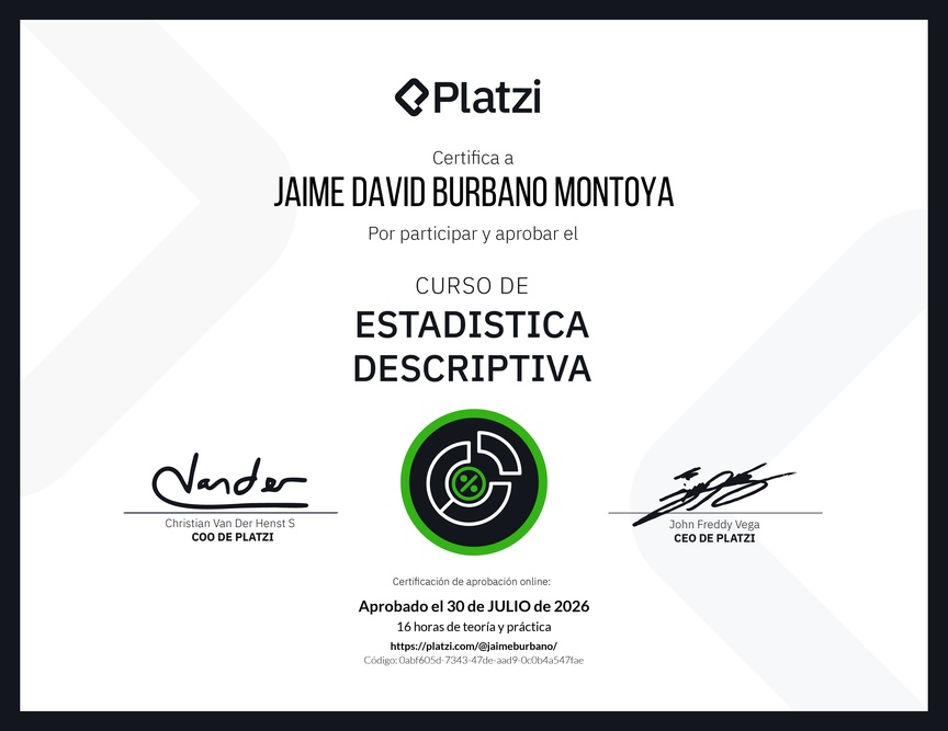 Diploma del Curso de Estadística Descriptiva