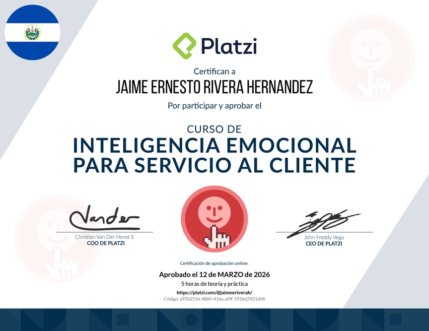 Diploma del Curso de Inteligencia Emocional para Servicio al Cliente