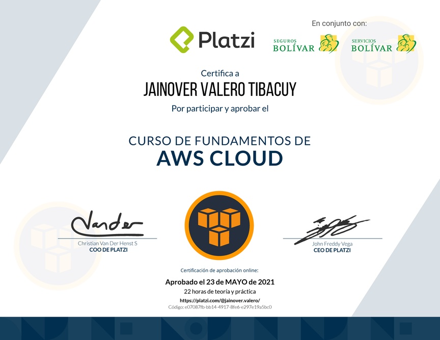 Diploma del Curso Práctico de AWS Cloud