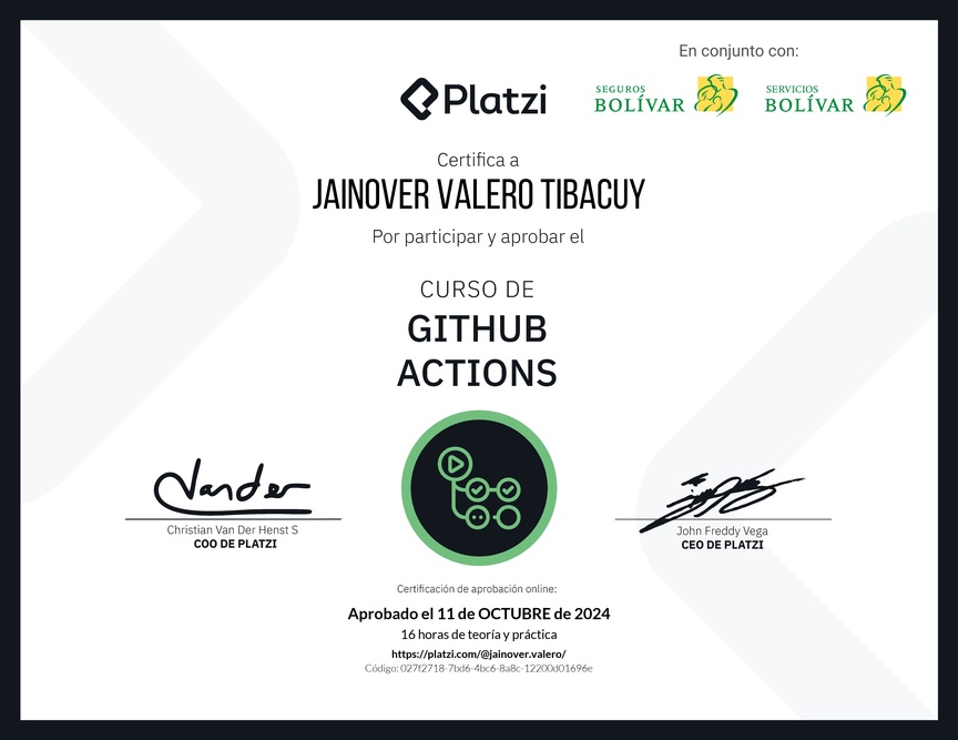 Diploma del Curso de GitHub Actions