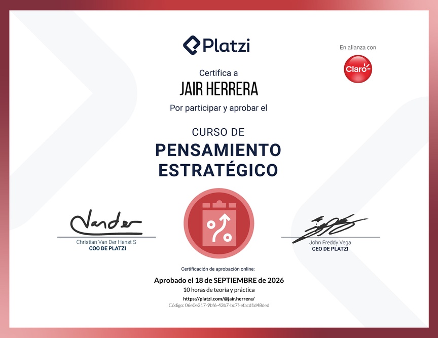 Diploma del Curso de Pensamiento Estratégico