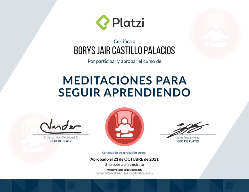 Diploma de Audiocurso de Meditación