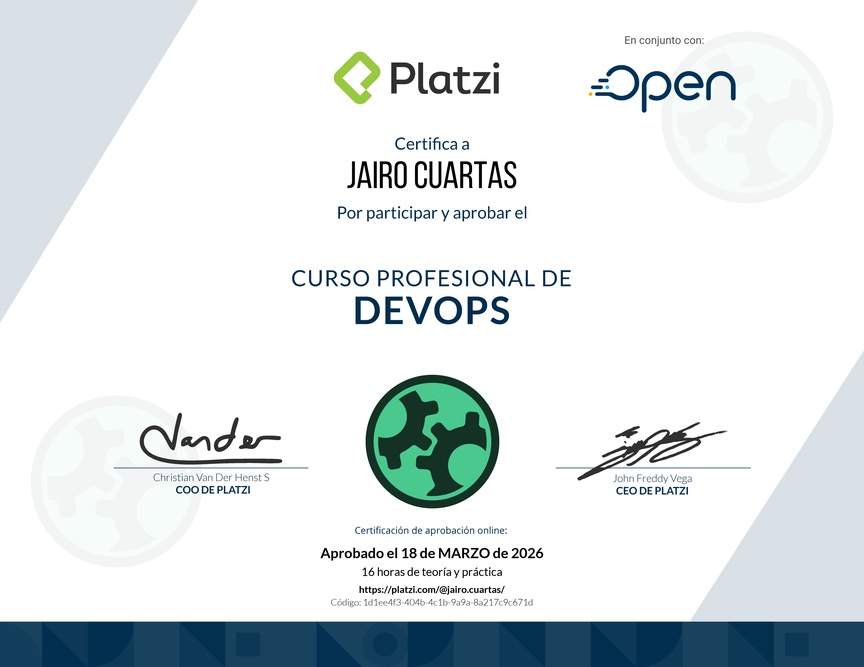 Diploma del Curso Profesional de DevOps