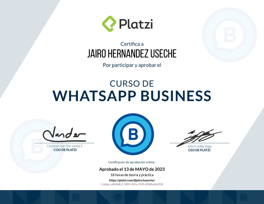 Diploma del Curso de WhatsApp Business