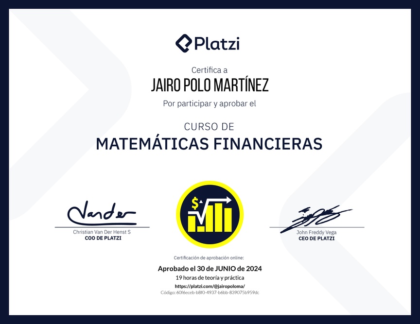 Diploma del Curso de Matemáticas Financieras
