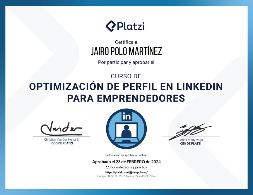 Diploma del Curso de Posicionamiento Profesional en LinkedIn