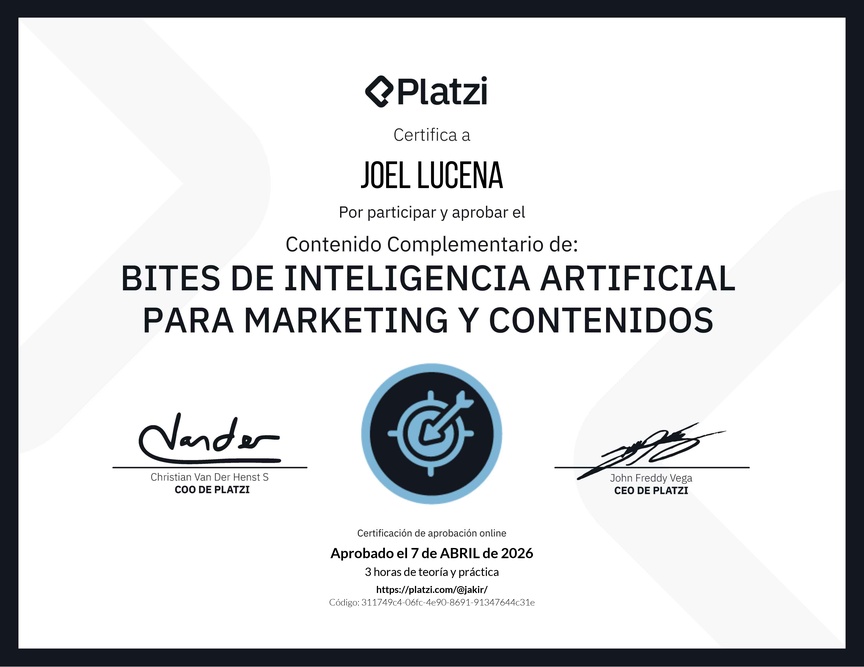 Diploma de Bites de Inteligencia Artificial para Marketing y Contenidos